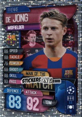 Sticker Frenkie de Jong - UEFA Champions League 2019-2020. Match Attax. Germany n. M-BAR - Topps