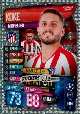 Sticker Koke - UEFA Champions League 2019-2020. Match Attax. Germany n. M-ATL - Topps