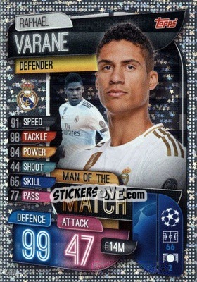 Sticker Raphael Varane - UEFA Champions League 2019-2020. Match Attax. Germany n. M-REA - Topps