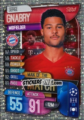 Sticker Serge Gnabry - UEFA Champions League 2019-2020. Match Attax. Germany - Topps