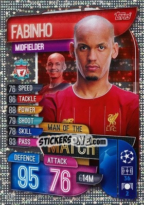 Sticker Fabinho - UEFA Champions League 2019-2020. Match Attax. Germany - Topps