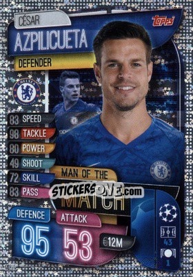 Sticker César Azpilicueta - UEFA Champions League 2019-2020. Match Attax. Germany n. M-CHE - Topps