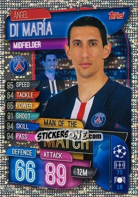 Sticker Ángel Di María - UEFA Champions League 2019-2020. Match Attax. Germany - Topps