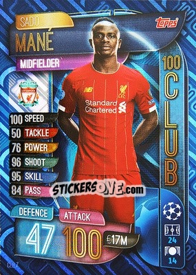 Sticker Sadio Mané - UEFA Champions League 2019-2020. Match Attax. Germany n. CLU7 - Topps