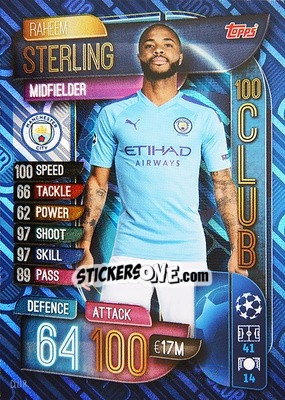 Sticker Raheem Sterling - UEFA Champions League 2019-2020. Match Attax. Germany n. CLU8 - Topps