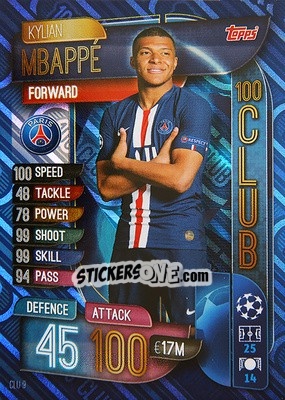 Sticker Kylian Mbappé - UEFA Champions League 2019-2020. Match Attax. Germany n. CLU9 - Topps