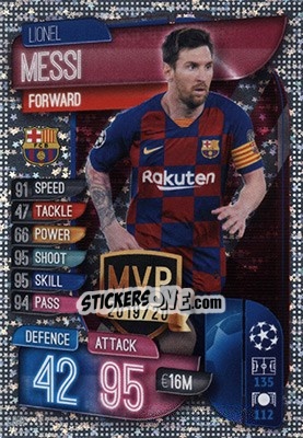 Sticker Lionel Messi - UEFA Champions League 2019-2020. Match Attax. Germany n. C-BAR - Topps