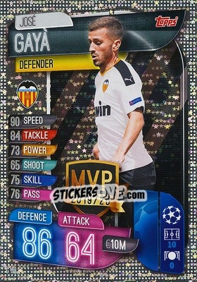 Sticker José Gayá - UEFA Champions League 2019-2020. Match Attax. Germany n. C-VAL - Topps