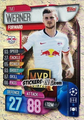 Sticker Timo Werner - UEFA Champions League 2019-2020. Match Attax. Germany n. C-LEI - Topps