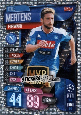 Sticker Dries Mertens - UEFA Champions League 2019-2020. Match Attax. Germany - Topps