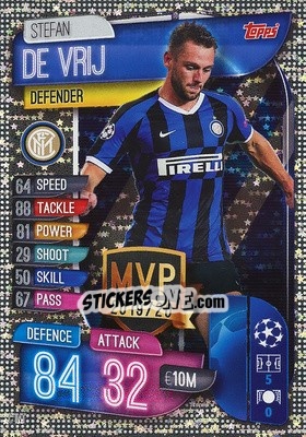 Sticker Stefan de Vrij - UEFA Champions League 2019-2020. Match Attax. Germany n. C-INT - Topps