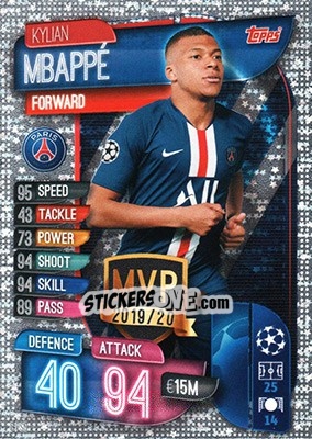 Figurina Kylian Mbappé - UEFA Champions League 2019-2020. Match Attax. Germany - Topps