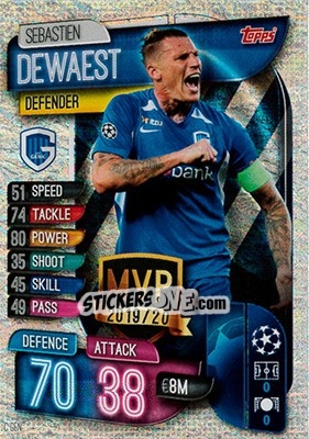 Sticker Sebastien Dewaest - UEFA Champions League 2019-2020. Match Attax. Germany n. C-GEN - Topps
