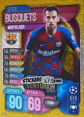 Sticker Sergio Busquets - UEFA Champions League 2019-2020. Match Attax. Germany n. CEN5 - Topps