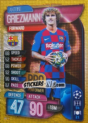 Sticker Antoine Griezmann - UEFA Champions League 2019-2020. Match Attax. Germany n. PP1 - Topps
