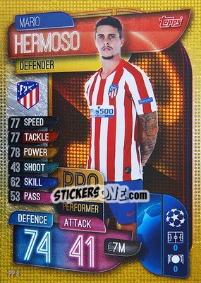Sticker Mario Hermoso - UEFA Champions League 2019-2020. Match Attax. Germany n. PP3 - Topps