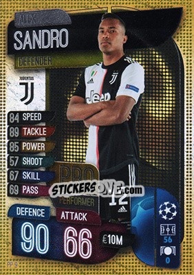Sticker Alex Sandro - UEFA Champions League 2019-2020. Match Attax. Germany n. PP9 - Topps