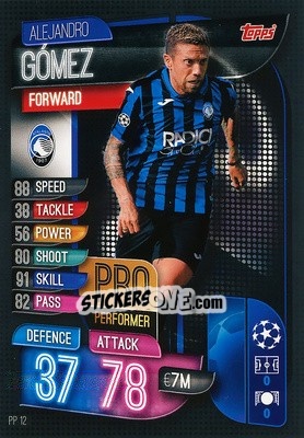 Sticker Alejandro Gómez - UEFA Champions League 2019-2020. Match Attax. Germany n. PP12 - Topps