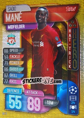 Figurina Sadio Mané - UEFA Champions League 2019-2020. Match Attax. Germany - Topps