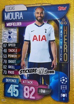 Sticker Lucas Moura - UEFA Champions League 2019-2020. Match Attax. Germany - Topps