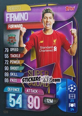 Sticker Roberto Firmino - UEFA Champions League 2019-2020. Match Attax. Germany n. SS13 - Topps