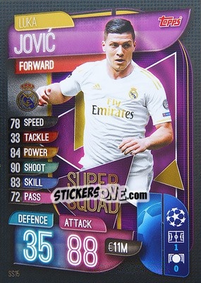 Sticker Luka Jovic - UEFA Champions League 2019-2020. Match Attax. Germany n. SS15 - Topps