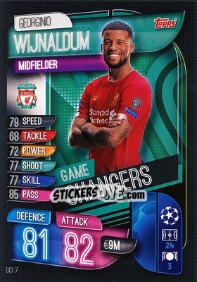 Sticker Georginio Wijnaldum - UEFA Champions League 2019-2020. Match Attax. Germany n. GCI7 - Topps