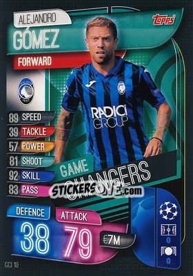 Figurina Alejandro Gómez - UEFA Champions League 2019-2020. Match Attax. Germany - Topps