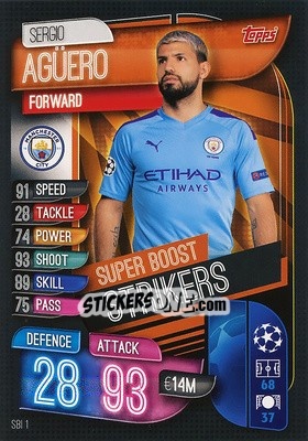 Sticker Sergio Agüero - UEFA Champions League 2019-2020. Match Attax. Germany n. SBI1 - Topps