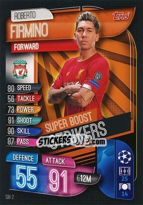 Sticker Roberto Firmino - UEFA Champions League 2019-2020. Match Attax. Germany n. SBI2 - Topps