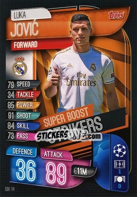 Sticker Luka Jovic - UEFA Champions League 2019-2020. Match Attax. Germany n. SBI14 - Topps