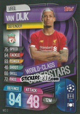 Sticker Virgil van Dijk - UEFA Champions League 2019-2020. Match Attax. Germany n. WCI2 - Topps