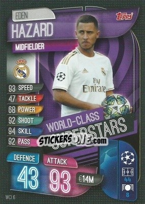 Sticker Eden Hazard - UEFA Champions League 2019-2020. Match Attax. Germany n. WCI6 - Topps