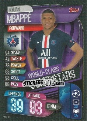 Sticker Kylian Mbappé - UEFA Champions League 2019-2020. Match Attax. Germany n. WCI11 - Topps