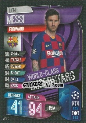 Sticker Lionel Messi - UEFA Champions League 2019-2020. Match Attax. Germany n. WCI12 - Topps