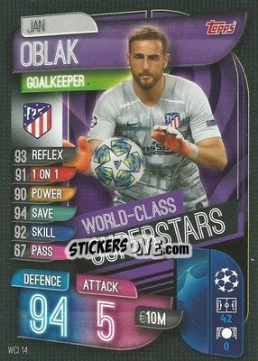 Cromo Jan Oblak - UEFA Champions League 2019-2020. Match Attax. Germany - Topps