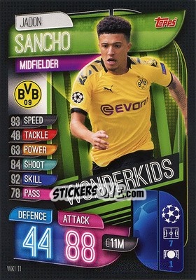 Sticker Jadon Sancho - UEFA Champions League 2019-2020. Match Attax. Germany - Topps