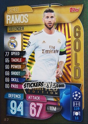 Sticker Sergio Ramos - UEFA Champions League 2019-2020. Match Attax. Germany n. LE2 - Topps
