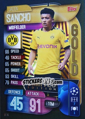 Cromo Jadon Sancho - UEFA Champions League 2019-2020. Match Attax. Germany - Topps