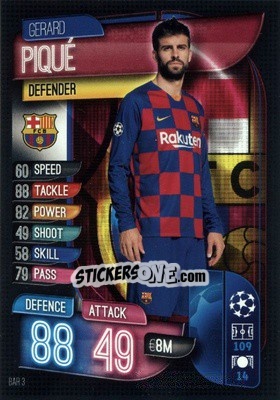 Sticker Gerard Piqué - UEFA Champions League 2019-2020. Match Attax. Germany n. BAR3 - Topps