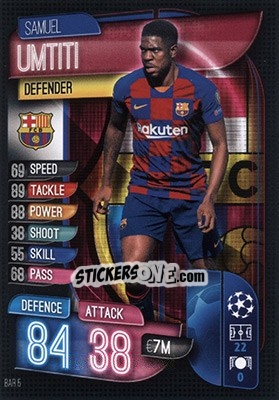 Sticker Samuel Umtiti - UEFA Champions League 2019-2020. Match Attax. Germany - Topps