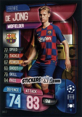 Sticker Frenkie de Jong - UEFA Champions League 2019-2020. Match Attax. Germany n. BAR7 - Topps