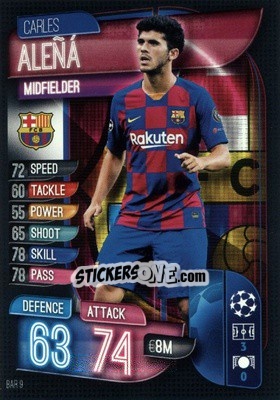 Sticker Carles Aleñá - UEFA Champions League 2019-2020. Match Attax. Germany n. BAR9 - Topps