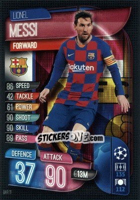 Sticker Lionel Messi - UEFA Champions League 2019-2020. Match Attax. Germany - Topps