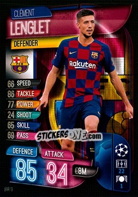 Sticker Clément Lenglet - UEFA Champions League 2019-2020. Match Attax. Germany n. BAR13 - Topps