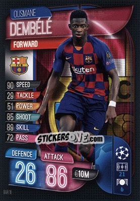 Sticker Ousmane Dembélé - UEFA Champions League 2019-2020. Match Attax. Germany n. BAR16 - Topps