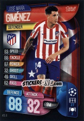 Figurina José María Giménez - UEFA Champions League 2019-2020. Match Attax. Germany - Topps