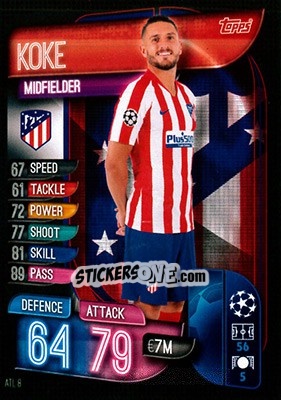 Sticker Koke - UEFA Champions League 2019-2020. Match Attax. Germany n. ATL8 - Topps