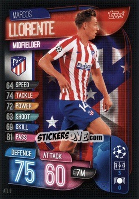 Sticker Marcos Llorente - UEFA Champions League 2019-2020. Match Attax. Germany n. ATL9 - Topps