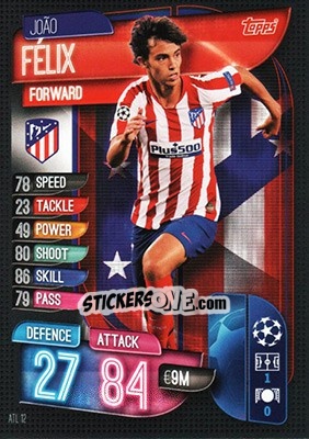 Sticker João Félix - UEFA Champions League 2019-2020. Match Attax. Germany n. ATL12 - Topps